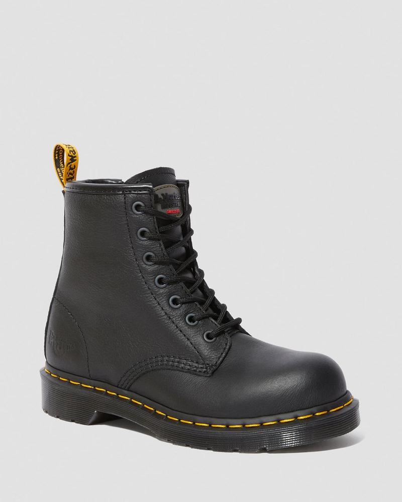 Dr Martens Maple Zip Newark Steel Tå Arbejdsstøvler Dame Sort | DK 400EBC